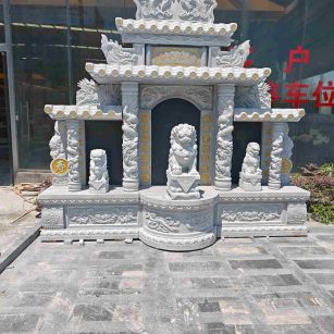 西安芝麻白中国黑石材套墓 花岗岩墓碑