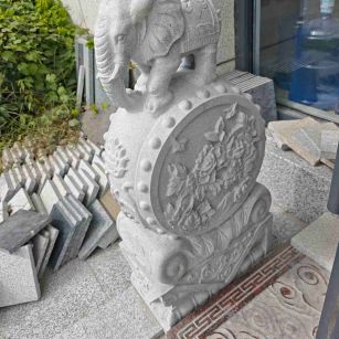 西安芝麻白抱鼓石 庭院抱鼓石