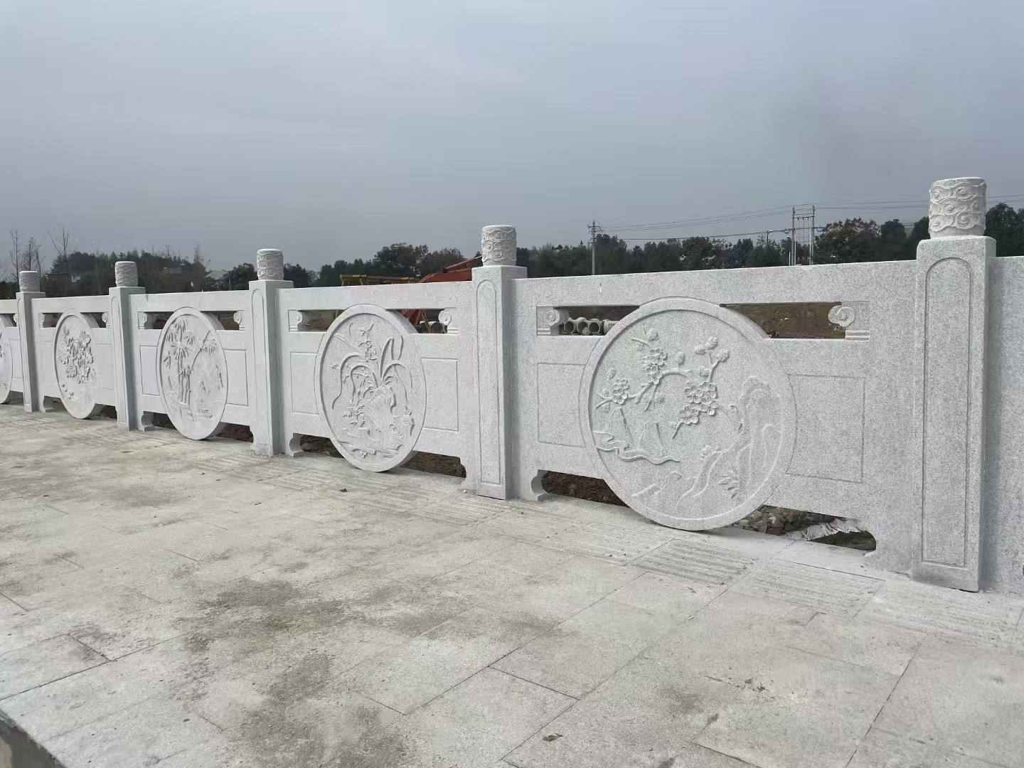 西安芝麻白河道栏杆 石材栏杆